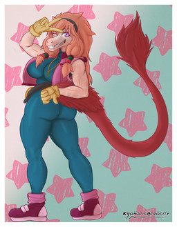 5_fingers accessory anthro athletic athletic_anthro athletic_female belt biped boots border breasts butt butt_pose clothed clothing cosplay cropped_jacket crossgender crossover_cosplay diamond_pupils fangs feathered_tail feathers female fingers footwear fully_clothed gesture gloves hair hair_accessory hairband hand_gesture handwear happy jewelry long_hair long_tail looking_at_viewer looking_back looking_back_at_viewer mtf_crossgender necklace one_eye_closed pattern_background pink_body pink_hair pink_scales plantigrade pose purple_eyes rear_view red_body red_feathers scales shoes simple_background smile smiling_at_viewer snout solo standing tail tail_tuft teeth text tight_clothing tuft v_sign white_border wink winking_at_viewer kromaticatrocity cavemanon_studios g_gundam goodbye_volcano_high gundam ko_op_(game_developer) mobile_suit_gundam snoot_game allenby_beardsley reed_(gvh) reeda dinosaur dromaeosaurid prehistoric_species reptile saurischian scalie theropod velociraptor 2024 artist_name colored crossover digital_drawing_(artwork) digital_media_(artwork) full-length_portrait hi_res portrait redraw shaded signature