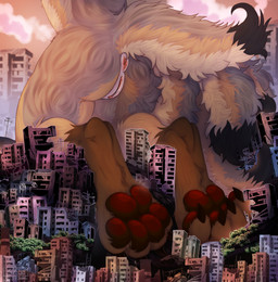 anal anthro anus big_butt bodily_fluids butt butt_focus claws extreme_size_difference feet female foot_fetish foot_focus genital_fluids genitals giga hindpaw huge_butt hyper hyper_butt macro macro_anthro macro_female mega pawpads paws sity size_difference solo spread_butt spreading sunset toe_claws vaginal_fluids vulva zeysse canid canine fox fox_spirit mammal hi_res