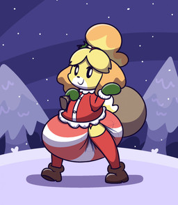 accessory anthro bag bell big_diaper black_eyes boots christmas_clothing clothing collared_shirt diaper dress_shirt female fluffy_clothing footwear fur hair_accessory hair_tie handwear holding_object holding_sack holidays holly_(plant) legwear looking_at_viewer mittens plant shirt shoes smile snow solo stockings striped_diaper topwear tree white_body white_fur yellow_body yellow_fur dummydoodles animal_crossing christmas nintendo isabelle_(animal_crossing) canid canine canis domestic_dog mammal shih_tzu toy_dog hi_res