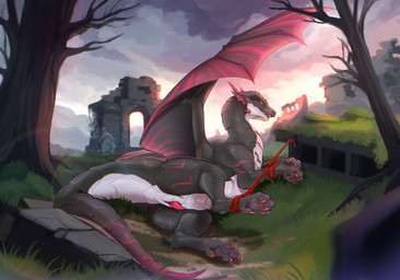 animal_genitalia bdsm bondage bound captured feral genital_slit genitals male paws penis penis_tip restraints solo wings darkarlett mythology cosidian dragon mythological_creature mythological_scalie scalie hi_res