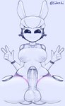 anthro balls blush breasts erection genitals gesture gynomorph hand_gesture intersex looking_at_viewer machine penis solo thick_thighs v_sign sideebi epic_games rocket_league buffy-sugo lagomorph leporid mammal rabbit robot hi_res