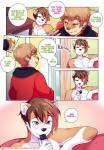 adrian_iliovici anthro blush canid canine clothed clothing comic countershading dialogue digital_media_(artwork) duo english_text fox fur girly hair hi_res male mammal milo_stefferson mustelid nude open_mouth otter smile speech_bubble text tokifuji