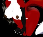 anthro areola black_areola black_body black_fur black_hair black_markings black_nipples breasts butt covering covering_crotch dipstick_tail exposed_breasts female fur hair light markings nipples nude red_body red_fur solo tail tail_markings white_body white_fur young_adult ncarter787 kata_(character) canid canine canis fox mammal red_fox true_fox alpha_channel digital_media_(artwork) hi_res lighting shaded