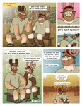 anthro antlers asking asking_what beard caption_box clothed clothing comic deer dialogue duo english_text facial_hair fully_clothed hi_res horn laugh male mammal moose nardodraws new_world_deer onomatopoeia outside overweight overweight_male park question questioning_tone rodney_(nardodraws) snerk sound_effects species_in_dialogue speech_bubble talking_to_another text text_box tom_(nardodraws) vocalization