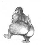 anthro big_butt bottomless breasts butt clothed clothing feet female fur genitals hindpaw looking_at_viewer looking_back nude overweight overweight_anthro overweight_female paws pussy side_boob smile solo spread_legs spreading thick_thighs wide_hips oddwilds badger mammal mustelid musteline 2015 graphite_(artwork) monochrome sketch traditional_media_(artwork)