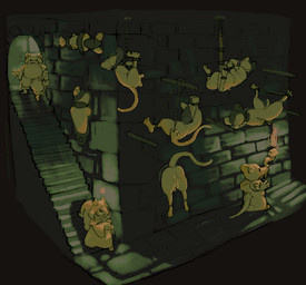 anthro balls bdsm bondage bound brick brick_floor brick_wall chain clothing cuff_(restraint) cuirass dark_fantasy dungeon erection exhibitionism exploration fabric fantasy fur genitals gimp_mask glowing green_body green_fur group hole_in_wall humanoid_genitalia humanoid_penis leather leather_clothing leather_mask leather_strap magic male mask metal metal_cuffs monk monk_outfit nervous nun nun_outfit penis presenting rat_tail religious_clothing restraints rock stairs straps surprised suspension tail torch wall_(structure) boxofmonsters cricetid eulipotyphlan hamster mammal murid murine rat rodent sciurid shrew tree_squirrel