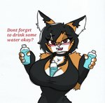 anthro big_breasts blush breasts choker cleavage clothed clothing female jewelry necklace simple_background solo text tomboy pace-maker fan_character maxine_boulevard canid canine canis fox mammal english_text