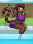 anthro barbera_(regular_show) big_breasts breasts cartoon_network cellphone clothing electronics female hi_res mammal mature_anthro mature_female phone procyonid raccoon regular_show solo thingshappen