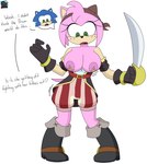 anthro big_breasts bodily_fluids body_swap breasts clothed clothing female fur genital_fluids genitals green_eyes handwear nipple_piercing nipples piercing pink_body pirate possession pussy simple_background solo text vaginal_fluids dezzy_draws netflix sega sonic_prime sonic_the_hedgehog_(series) amy_rose black_rose_(sonic) eulipotyphlan hedgehog mammal digital_media_(artwork) english_text hi_res