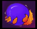 4_fingers 4_toes ambiguous_gender anthro belly belly_inflation big_belly big_tail black_border black_nose blonde_eyebrows bodysuit border breath clothing eyebrows feet fingers floating fluffy fluffy_tail fur gradient_background huge_belly hyper hyper_belly inflation motion_lines orange_body orange_fur purple_background purple_bodysuit purple_clothing purple_skinsuit simple_background skinsuit solo tail tight_clothing toes plushclover firefox mozilla canid canine fox mammal