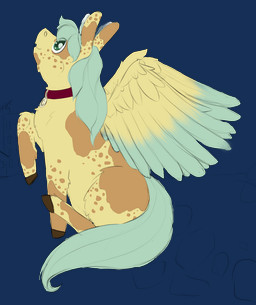 ambiguous_feral ambiguous_gender blue_hair blue_tail brown_hooves brown_spots collar feathered_wings feathers feral fur hair hooves looking_up markings red_collar side_view simple_background sitting solo spots spotted_body spotted_fur tail teal_eyes transparent_background wings yellow_body yellow_fur lemoncurds fluffy_pony mythology equid equine fluffy_pony_(species) mammal mythological_creature mythological_equine pegasus 2023 alpha_channel digital_media_(artwork) flat_colors hi_res