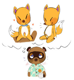 aloha_shirt anthro blush brown_body brown_fur chibi clothing duo eyes_closed fur genitals heart_symbol male male/male pattern_clothing pattern_shirt pattern_topwear penis shirt simple_background slightly_chubby topwear white_background meljellow animal_crossing nintendo crazy_redd tom_nook_(animal_crossing) canid canine fox mammal raccoon_dog tanuki 2020 hi_res