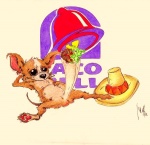 balls burrito clothing feral food genitals hat headgear headwear humor lying male mascot on_back pawpads paws penis semi-anthro simple_background solo sombrero spread_legs spreading what white_background unknown_artist taco_bell gidget_(taco_bell) canid canine canis chihuahua domestic_dog mammal toy_dog