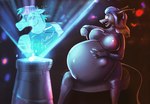 angry anthro belly clothing female fetal_movement hologram hyper hyper_pregnancy latex latex_clothing latex_skinsuit pregnant rubber_clothing skinsuit solo tight_clothing indigobx bahati_dazzle_(indigobx) canid canine canis domestic_dog hybrid mammal hi_res