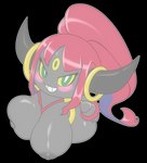 anthro big_breasts blush breasts female hair huge_breasts nipples red_hair simple_background smile solo transparent_background kendalljt nintendo pokemon generation_6_pokemon hoopa hoopa_(confined) legendary_pokemon pokemon_(species) alpha_channel