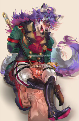 anthro athletic athletic_human athletic_male boots bottomwear bulge clothing colored_fire dominant dominant_male duo eyewear fancy_clothing fire fluffy fluffy_tail footwear fur green_clothing green_fire green_topwear grey_body grey_fur hair head_between_thighs high_boots leg_belt looking_at_another male male/male monocle multicolored_body multicolored_fur muscular muscular_anthro muscular_thighs pants purple_hair shoes simple_background tail thick_thighs thigh_crush topwear two_tone_body two_tone_fur white_body white_bottomwear white_clothing white_fur white_pants yellow_eyes thenaughtydoctor compass_(combat_providence_analysis_system) charles_richter_(compass) canid canine canis human mammal wolf 2026 hi_res