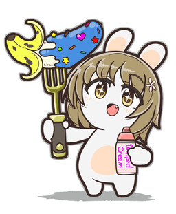 alternate_species anthro banana bangs bent_arm blush blush_lines brown_eyebrows brown_hair can container eyebrow_through_hair eyebrows featureless_crotch featureless_legs female food fruit fur furrification hair holding_can holding_container holding_fork holding_object light long_ears looking_at_food looking_at_object medium_hair mitten_hands multicolored_body noseless nude nude_anthro nude_female open_mouth pink_tongue plant rabbidification short_legs simple_background solo sprinkles standing star_eyes tan_body tan_inner_ear tan_skin text tongue translucent translucent_hair two_tone_body white_background white_body white_fur yellow_eyes charisuke cygames idolmaster idolmaster_cinderella_girls raving_rabbids rayman_(series) ubisoft kanako_mimura lagomorph mammal rabbid 2024 absurd_res colored digital_drawing_(artwork) digital_media_(artwork) english_text full-length_portrait hi_res japanese_description lighting portrait shaded