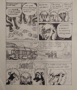 angry anthro barefoot car clothed clothed_female clothing dialogue dragon_ball_(object) feet female fur grass group hair one_eye_closed outside plant text tongue tongue_out tree trio vehicle wink mariano dragon_ball lori_(jmh) natasha_(jmh) onyx_(jmh) mammal mephitid skunk comic english_text hi_res