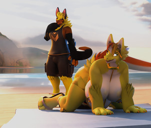 anthro big_breasts breasts clothing collar duo footwear gold_(metal) gold_jewelry herm high_heels huge_breasts intersex intersex/male jewelry male nipple_piercing nipples piercing pregnant shoes haolde blender_cycles blizzard_entertainment overwatch haolde_(character) mamagen 3d_(artwork) digital_media_(artwork) hi_res