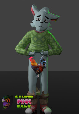 anthro censored_genitalia censored_penis clothed clothing creative_censorship ear_piercing ear_ring jewelry male object_censorship partially_clothed piercing presenting ring_piercing solo stupidpinkdawg rawdawgcomics_(series) desmond_(rawdawgcomics) avian bird chicken felid feline galliform mammal phasianid 3d_(artwork) censored digital_media_(artwork)