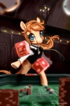 2012 2:3 arthropod beetle big_eyes blue_eyes bottomless brown_hair candle casino chandelier clothed clothing craps cucujoid cutie_mark d6 detailed_background dice earth_pony equid equine fan_character female foreshortening front_view fur gambling gaming group hair hasbro hinoraito hooves horse insect inside ladybug light looking_at_viewer mammal my_little_pony necktie poker_chip pony red_hair shirt smile solo_focus stack standing tan_body tan_fur throwing toony topwear vest