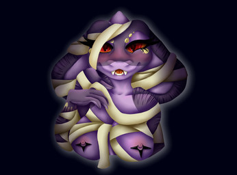 anthro big_breasts breasts female female/female holidays mummy_wrappings solo cackling_creationz neon18x halloween kara mummy reptile scalie snake undead hi_res