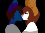 anthro duo female kissing male romantic romantic_couple freeze-pop88 canid canine domestic_cat felid feline felis fennec_fox fox hybrid mammal scottish_fold siamese true_fox 4:3 digital_media_(artwork) hi_res