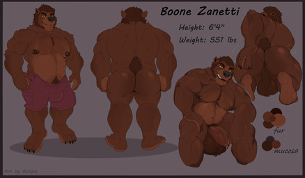 4_toes anal anthro anus arm_hair balls barbell_piercing barefoot belly belly_hair belly_overhang biceps big_balls big_bulge big_butt big_muscles big_pecs big_penis black_border bodily_fluids body_hair border bottomwear brown_anus brown_body brown_body_hair brown_fur brown_hair brown_nipples brown_pubes bulge butt butt_focus butt_hair cargo_shorts chest_hair claws clothed clothing color_swatch erection facial_hair feet foot_fetish foot_focus foreskin fur genital_fluids genitals grey_background grin hair hairy_balls half-erect happy_trail huge_balls leaking_precum leg_hair looking_at_viewer male mature_anthro mature_male musclegut muscular muscular_anthro muscular_arms muscular_male navel nipple_barbell nipple_piercing nipples nude pecs penis piercing precum presenting presenting_hindquarters pubes saggy_balls scut_tail short_tail shorts shorts_only sideburns simple_background sitting slightly_chubby slightly_chubby_anthro slightly_chubby_male smile solo spread_legs spreading standing tail text thick_thighs toes topless topless_male vein veiny_penis yellow_sclera gimpis bear mammal absurd_res character_name digital_media_(artwork) english_text hi_res model_sheet signature