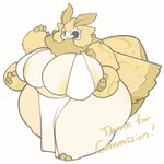 4_arms antennae_(anatomy) anthro areola areola_slip big_breasts biped black_eyes blonde_hair blush blush_lines breasts clothed clothing curvy_figure cute_fangs eyelashes fangs female front_view fur hair huge_breasts huge_hips huge_thighs insect_wings markings monotone_body multi_arm multi_limb neck_tuft non-mammal_breasts simple_background smile solo standing teeth text thick_thighs tuft voluptuous white_background white_clothing wide_hips wings yellow_body white_slime_(artist) arthropod insect lepidopteran moth 1:1 2024 absurd_res digital_drawing_(artwork) digital_media_(artwork) english_text hi_res