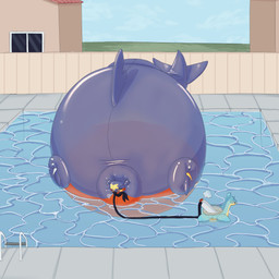 air_inflation belly belly_expansion big_belly body_inflation expansion eyewear floating glasses glistening glistening_body hose hose_in_mouth hose_inflation huge_belly hyper hyper_belly hyper_inflation immobile inflation latex_body neck_rolls red_eyewear red_glasses spherical_inflation swelling swimming_pool translucent translucent_body luthy-ad nintendo pokemon garchomp generation_1_pokemon generation_4_pokemon lapras pokemon_(species) 1:1 2025 absurd_res hi_res