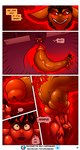 aamon_(james_howard) anthro bat big_penis bulge cock_vore comic demon detailed_penis dialogue duo english_text genitals hi_res huge_penis hyper hyper_genitalia hyper_penis james_howard male male/male mammal onlyfans partially_inside penile penis subscribestar text url vore