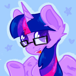 ear_tuft eyewear female feral glasses heart_symbol hooves horn open_mouth star tuft underhoof wings miaaqua friendship_is_magic hasbro my_little_pony mythology twilight_sparkle_(mlp) equid equine mammal mythological_creature mythological_equine winged_unicorn 1:1 hi_res