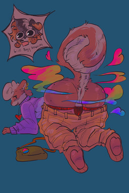 all_fours anthro anus ass_up backsack bag balls bedroom_eyes bisexual_pride_colors black_body black_fur blue_background blush blush_lines bottomwear bottomwear_down brown_body brown_fur butt chibi clothed clothing dot_eyes duo ear_piercing ear_ring fur genitals half-closed_eyes heart_symbol inviting jockstrap lgbt_pride looking_at_viewer looking_back male musk narrowed_eyes open_mouth open_smile pants pants_down partially_clothed pawpads paws perineum pheromones piercing pink_pawpads presenting presenting_anus presenting_hindquarters pride_colors raised_tail ring_piercing satchel seductive simple_background simple_eyes smile solo_focus sweater tail topwear turtleneck underwear wide_eyed boyclussy canid canine canis domestic_dog mammal mephitid skunk colorful_theme hi_res