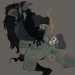 alternative_fashion anal anal_penetration anthro anus bite biting_lip bodily_fluids bracelet butt collar cum cum_in_ass cum_inside disembodied disembodied_penis duo eye_roll genital_fluids genitals goth guitarist jewelry kneeling leviathan_reed male male/male male_penetrating muscular penetration penis piercing solo spiked_bracelet spiked_collar spikes spread_butt spreading stagnantsins bat chimera demon mammal reptile scalie snake 1:1 absurd_res hi_res