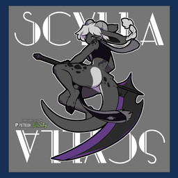 anthro biped border butt clothed clothed_anthro clothed_female clothing feet female fingers fur hair horn looking_at_viewer melee_weapon polearm scythe solo tail toes transparent_border weapon spiritelin kobold scalie 1:1 2026 alpha_channel digital_drawing_(artwork) digital_media_(artwork) hi_res