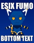 ambiguous_gender anthro bottom_text gradient_background looking_at_viewer machine mascot orange_eyes simple_background sitting smile smiling_at_viewer solo text redcrystal e621 fumo_(doll) esix android domestic_cat felid feline felis mammal robot robot_anthro english_text hi_res impact_(font) lineless