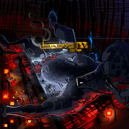 anthro bathing bathtub big_breasts black_body black_fur black_nose breasts candle colored_nails engraved_gun eyelashes female fur golden_gun gun handgun huge_breasts legs_in_air legs_up light looking_offscreen nails narrowed_eyes partially_submerged perspective_shot profanity ranged_weapon red_eyes revolver smoke solo weapon brothersmiler trilla_(brothersmiler) canid canine canis domestic_dog mammal poodle 1:1 absurd_res hi_res lighting