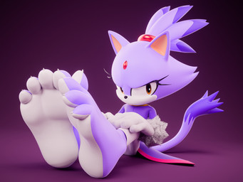 4_toes angry anthro bottomwear claws clothing countershade_feet countershading dress feet female foot_fetish foot_focus forehead_gem gem hair hands_on_knees hands_on_legs looking_at_viewer pants ponytail purple_body purple_clothing purple_dress simple_background solo toe_claws toes white_bottomwear white_clothing white_pants white_soles yellow_eyes milkmeister3d sega sonic_the_hedgehog_(series) blaze_the_cat felid feline mammal 4:3 absurd_res hi_res