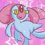 ambiguous_gender blue_body blue_skin crystal feral hair happy pink_background pink_hair red_crystal simple_background solo sparkles tentacles y2k_(graphic_design) yellow_eyes pokesiimii nintendo pokemon generation_4_pokemon legendary_pokemon mesprit pokemon_(species) 1:1 2021 shaded