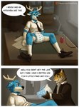 2_panel_comic ageplay anthro antlers black_body blue_body blue_fur border clean_diaper clothed clothing desk dialogue diaper diaper_change duo embarrassed footwear fur furniture horn infantilism male male/male necktie orange_body roleplay shirt shoes sitting socks spread_legs spreading suit_jacket table talking_to_viewer text topwear wearing_diaper wetness_indicator white_body white_border white_fur diaperdork deer felid mammal pantherine tiger comic english_text hi_res url
