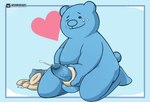 anthro balls beary_(rhythm_heaven) belly blue_body blue_glans bodily_fluids butt cum dessert doughnut doughnut_fucking erection food food_fetish genital_fluids genitals glans heart_symbol humanoid_genitalia humanoid_penis looking_pleasured male masturbation nude one_eye_closed overweight overweight_male pastry penetration penile penile_masturbation penis simple_background smile solo tail tears tears_of_pleasure spunker rhythm_heaven bear mammal 2024 digital_drawing_(artwork) digital_media_(artwork)