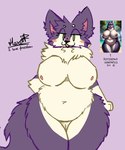 ai_generated_reference anthro blush breasts canid canine canis female fur genitals haxotf hi_res looking_at_viewer mammal nipples nude pussy simple_background slightly_chubby solo tail thick_thighs wolf