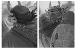 5_fingers claws clothing facial_markings fingers hat head_markings headgear headwear holding_object holding_weapon humanoid_hands markings open_mouth solo thank weapon thanku sdorica dagger_(sdorica_sunset) bear mammal 2018 absurd_res greyscale hi_res monochrome multiple_images