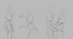 anthro blush buckteeth clothing dancing dress duo eye_contact female freckles hand_holding hand_in_pocket jewelry looking_at_another looking_away male male/female necklace offering_hand pockets ring simple_background suit teeth agidyne rose_(agidyne) stephen_(agidyne) lagomorph leporid mammal rabbit monochrome cousins_(lore)