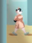 2018 anthro bear breasts clothed clothing eyes_closed female giant_panda hi_res mammal missebony nurse smile solo walking