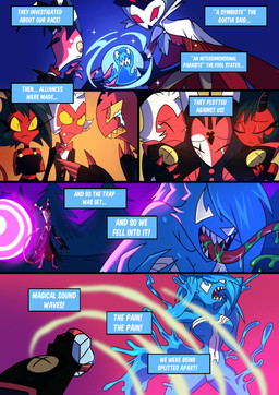 bodily_fluids female forest group hug magic male plant portal tears text tongue tongue_out took tree kato777 hellaverse helluva_boss marvel mythology blitzo_(helluva_boss) loona_(helluva_boss) millie_(helluva_boss) moxxie_(helluva_boss) she-venom stolas_(helluva_boss) venom_(marvel) canid canid_demon canine demon goetia hellhound imp mammal mythological_canine mythological_creature owl_demon symbiote absurd_res comic hi_res
