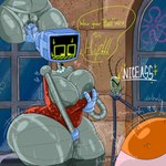 1_eye antennae_(anatomy) anthro big_butt breasts butt canon_couple clothing dialogue dress female female_anthro female_humanoid fingering flower_cloud_(spongebob) husband husband_and_wife jewelry machine male male_anthro married_couple masturbation nipples non-mammal_breasts presenting presenting_hindquarters red_clothing red_dress screen screen_face wife window japansadface nickelodeon spongebob_squarepants karen_plankton sheldon_j._plankton suzie_groove arthropod betta_(genus) copepod crustacean fish gourami humanoid marine maxillopod plankton_(species) robot robot_humanoid siamese_fighting_fish 1:1 hi_res
