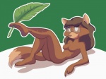 anthro dipstick_tail eyewear female glasses markings nude palm_leaf reclining solo tail tail_markings op80918 disney talespin myra_foxworthy canid canine fox mammal 4:3