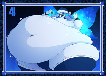 4_fingers belly belly_overhang belly_rolls big_belly big_bulge big_butt big_moobs blue_sclera blue_tongue bottom_heavy bulge butt clothing deep_navel emanata eyewear fat_rolls featureless_chest fingers glasses huge_belly huge_butt huge_moobs hyper hyper_belly legwear looking_at_viewer male mistletoe moobs morbidly_obese morbidly_obese_male navel obese obese_male one_eye_closed overweight overweight_male plant round_glasses smile solo squish thigh_highs thigh_squish tongue wings wink winking_at_viewer thorstone amon_(thorstone) animal_humanoid arthropod arthropod_humanoid humanoid insect insect_humanoid lepidopteran lepidopteran_humanoid moth moth_humanoid hi_res