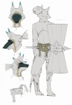 anthro bandage belt braided_hair hair kemono male solo standing warrior weapon mucknagabe bakadex canid canine mammal digital_media_(artwork) model_sheet